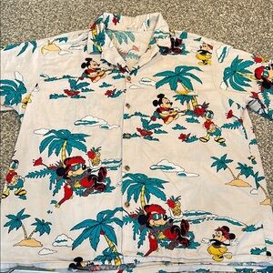 Vintage Disney Men's Barefoot in Paradise Tropical Print Shirt